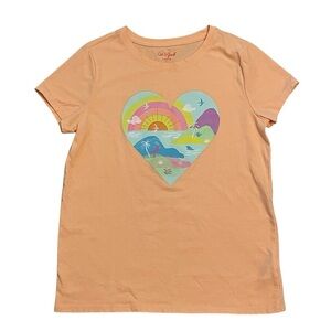 Cat & Jack Orange Heart Graphic Short Sleeve Short Size L